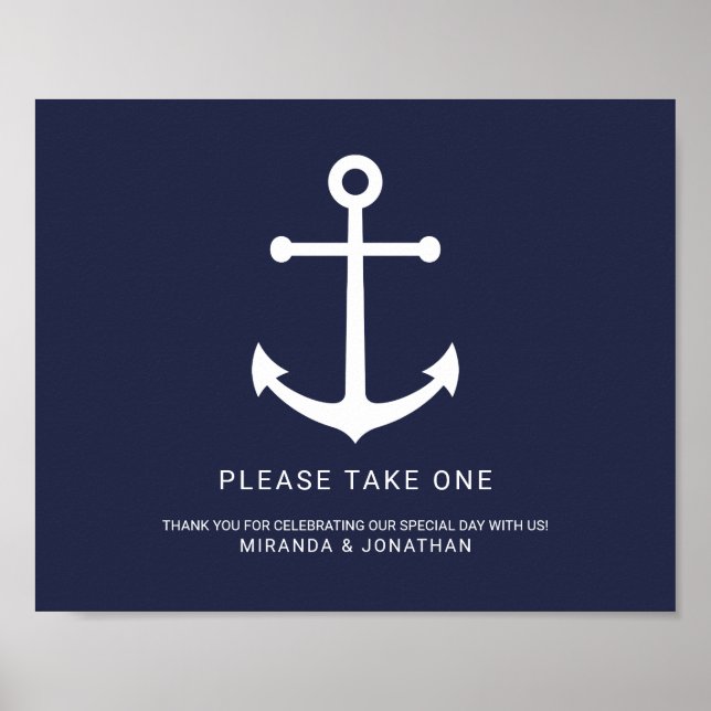 Poster Ancre Bleue Marine Nautique Symbole de mariage Fav (Devant)