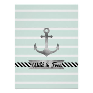 Poster Ancre d'aquarelle des traits de menthe marine pers