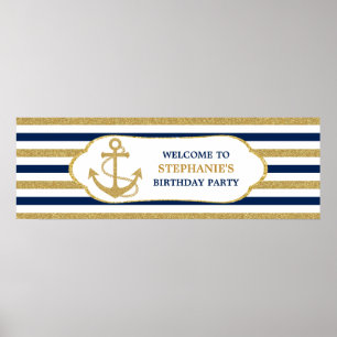 Poster Ancre d'or bleu marine