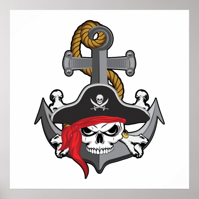 Poster Ancre du crâne pirate (Devant)