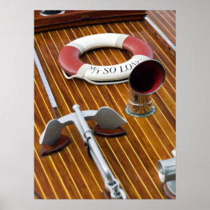 Poster Ancre Et Bouée De Vie Sur Un Bateau En Bois