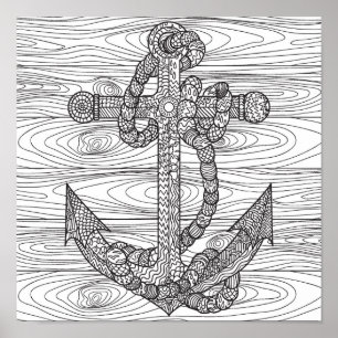 Poster Ancre et corde 2 de style