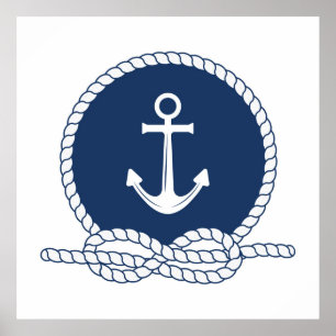 Poster Ancre et corde élégantes