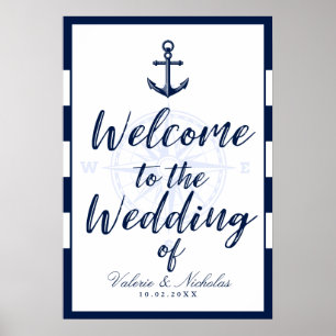 Poster Ancre Mariage nautique Bienvenue