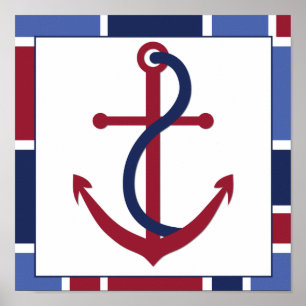 Poster Ancre Nautical Wave Nursery