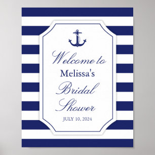 Poster Ancre nautique Fête des mariées Bleue Bleue de la 