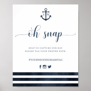 Poster Ancre nautique Mariage Oh Snap Sign