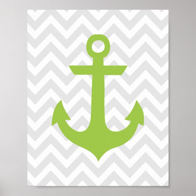 Poster Ancre verte Nautique (Devant)