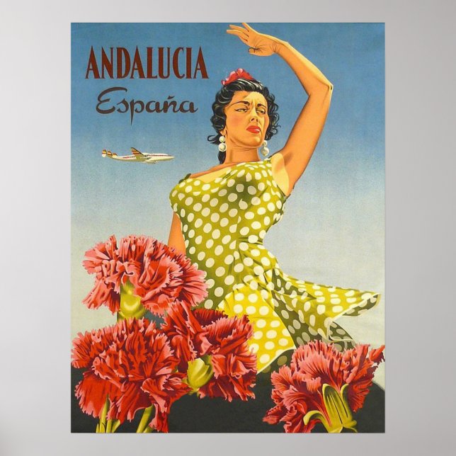 Poster Andalousie, Espagne, danse traditionnelle, femme,  (Devant)