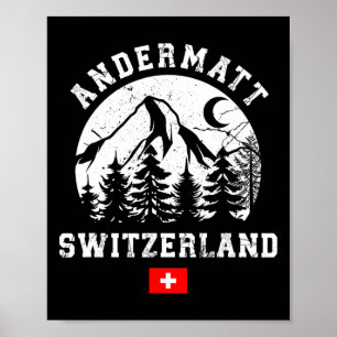 Poster Andermatt Suisse Station de ski Alpes Ski Alpin