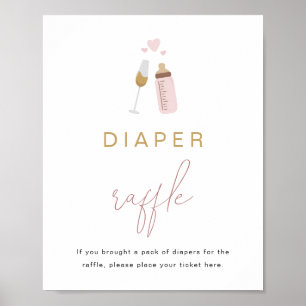 Poster ANDI Pink Poppin' Bouteilles Baby Diaper Raffle Je