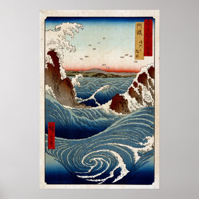 Poster Andō Hiroshige Naruto Whirlpool, province d'Awa (Devant)