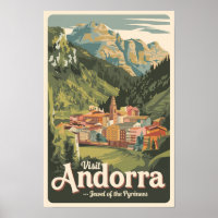 Andorre Illustration Voyage Art Vintage