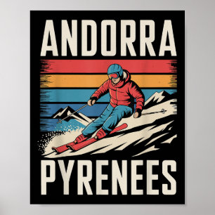 Poster Andorre Pyrénées Station de ski, Ski Alpin amusant