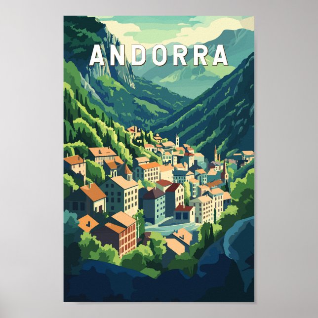 Poster Andorre Travel Art Vintage (Devant)