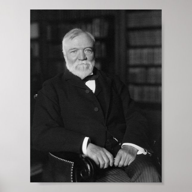 Poster Andrew Carnegie Assis Dans Une Bibliothèque (Devant)