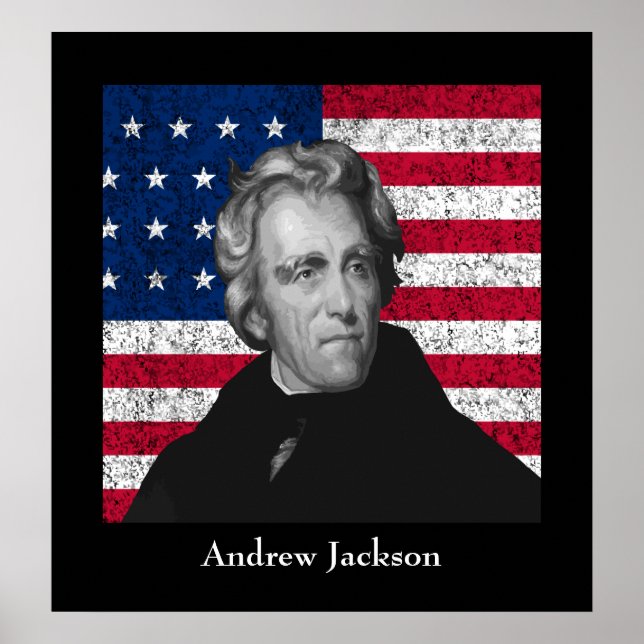 Poster Andrew Jackson et le drapeau américain (Devant)