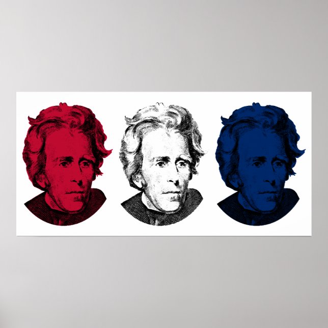 Poster Andrew Jackson Rouge, blanc et bleu (Devant)