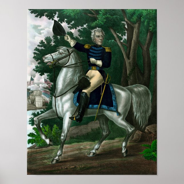 Poster Andrew Jackson Sur L'Horseback (Devant)