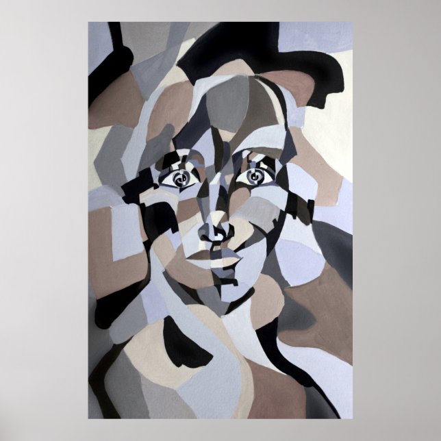 Poster Androgin Abstrait dans le cubisme géométrique mode (Devant)