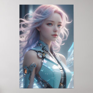 Poster Android féminin futuriste