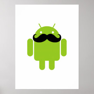 Poster Android Robot Black Mustache Graphisme