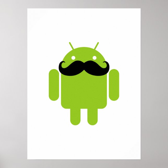 Poster Android Robot Black Mustache Graphisme (Devant)