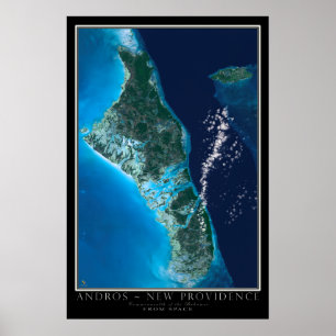 Poster Andros Island Bahamas De L'Art Spatial Satellite