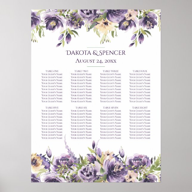Poster Anemone Lavender | Carte de sièges floraux pourpre (Devant)