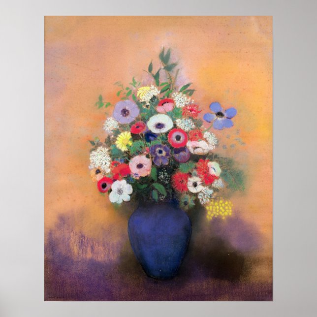 Poster Anémones et lilas dans un Vase Bleu, après 1912 (Devant)