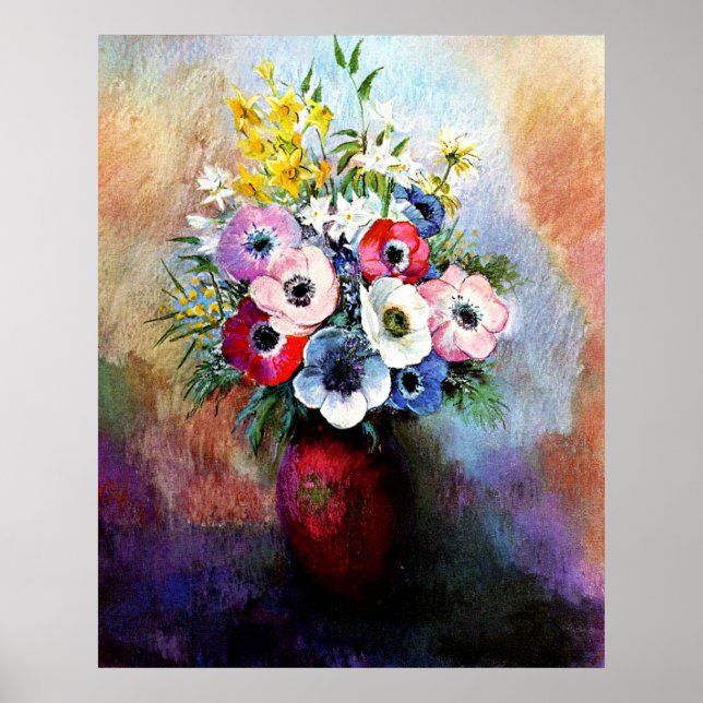 Poster Anémones par Odilon Redon (Devant)