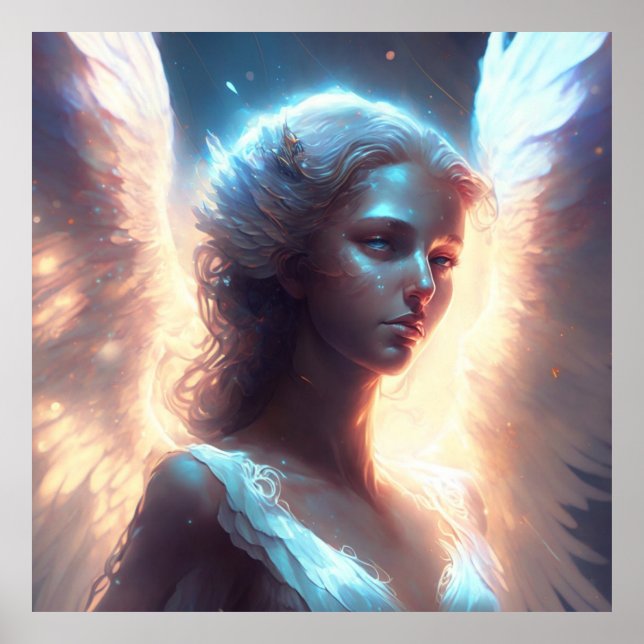 Poster Ange bleu mystique (Devant)