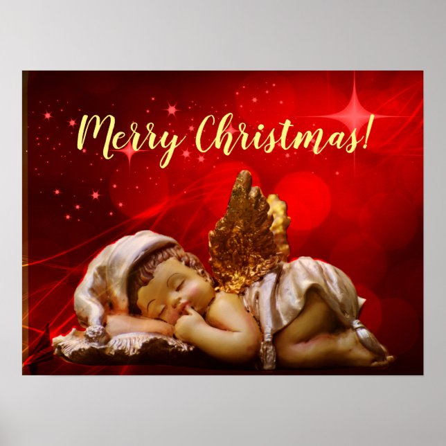 Poster Ange couchant Bébé Jésus Noël (Devant)