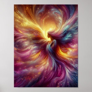 Poster Ange dans une brume abstraite colorée enfumée sur