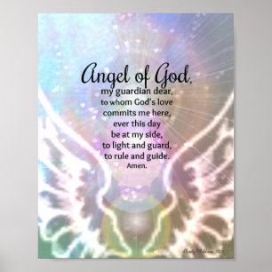 Poster Ange de Dieu Aquarelle Ailes Prière catholique
