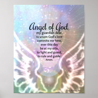 Poster Ange de Dieu Aquarelle Ailes Prière catholique