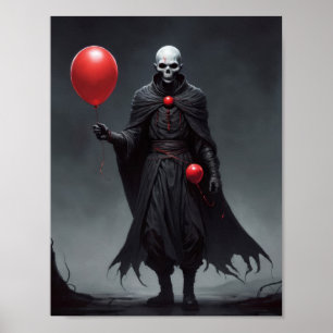 Poster ange de la mort venu avec des ballons rouges