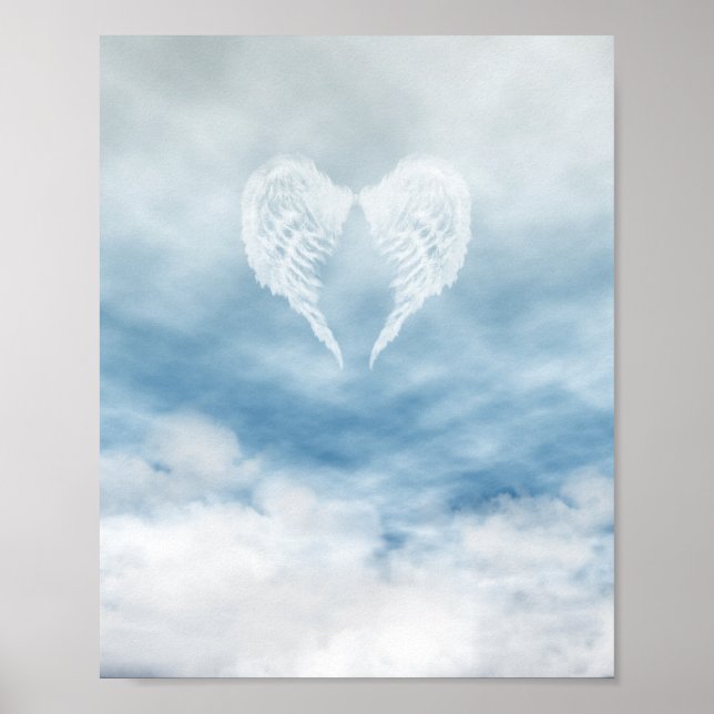 Poster Ange des ailes dans le ciel bleu nuageux (Devant)
