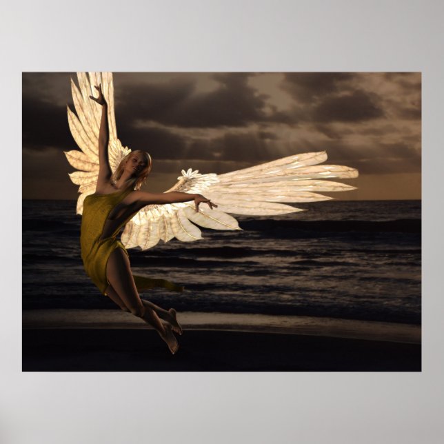 Poster Ange du coucher de soleil d'or (Devant)