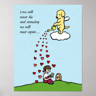Poster Ange du Labrador jaune avec dessin animé Amour