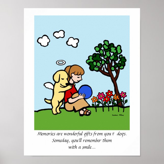 Poster Ange du Labrador jaune avec dessin animé Amour (Devant)