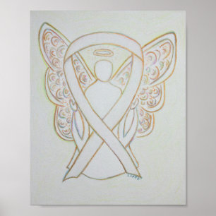 Poster Ange du ruban de sensibilisation blanche Imprimer