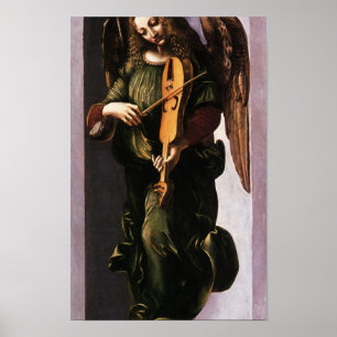 Poster Ange en vert avec une vielle de Léonard de Vinci