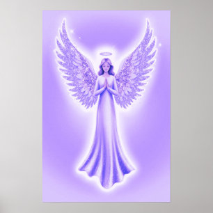 Poster Ange Gardien Violet Avec Ailes Étincelantes