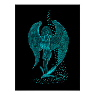 Poster Ange , perdu dans l'Amour , noir et vert Design