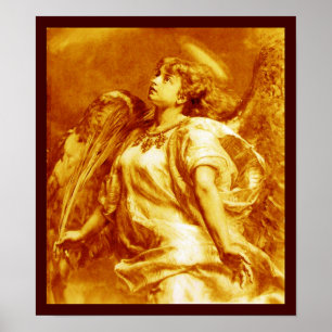 POSTER ANGE ROMANTIQUE AVEC PEUR EN JAUNE OR BLANC