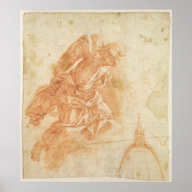 Poster Ange suspendu et esquisse architecturale, c.1600 (Devant)