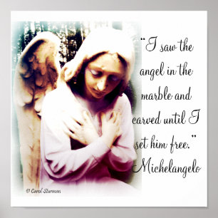 Poster Angel avec devis Michelangelo Imprimer