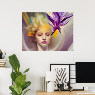 Poster Angel avec orchidée