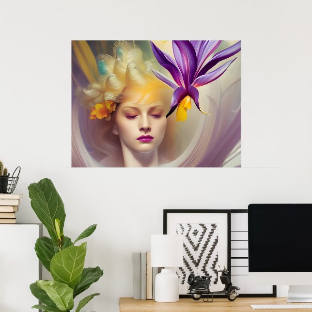 Poster Angel avec orchidée (Bureau à domicile)